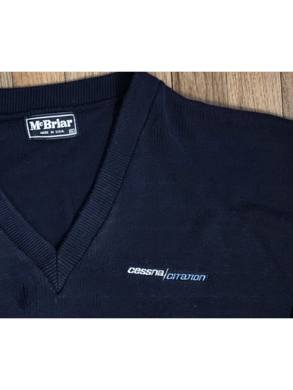 Vintage Cessna Citation 500 550 S550 Long Sleeve Sweater USA XL McBriar Vneck